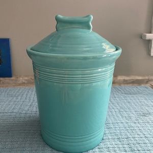 Fiestaware Canister Dog treat. Turquoise Retired
